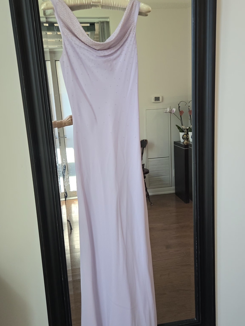 Chica's Lilac Formal/ Prom Cowl Neck  Gown 63 Inch Long Size M Made In USA